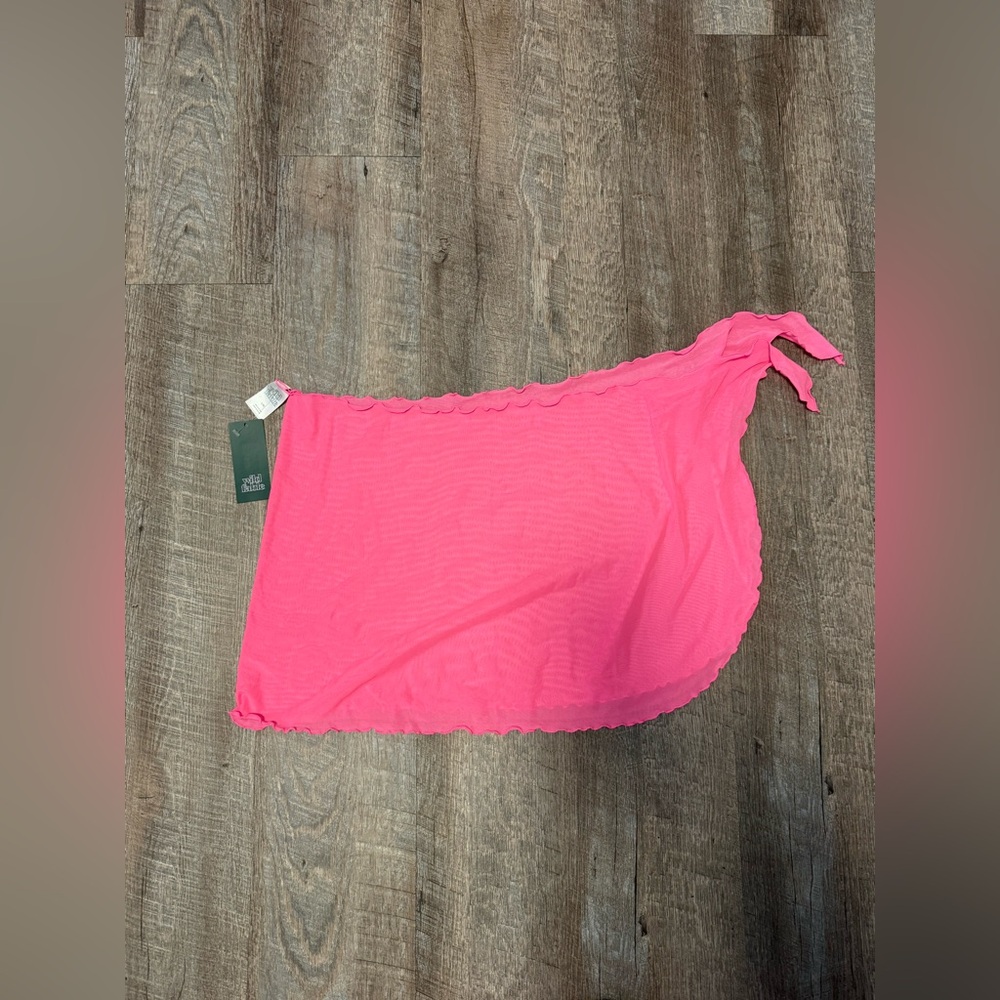 Pink swim coverup with Ruffle Trim